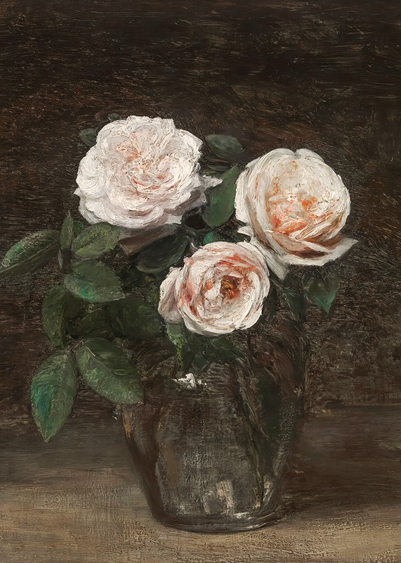 Henri Fantin-Latour、Petites roses Henri Fantin-Latour White and pink roses : Descriptif de l